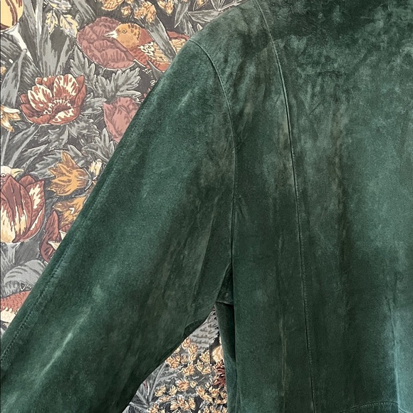 80s Vintage Green Suede Jacket M - Picture 5 of 12